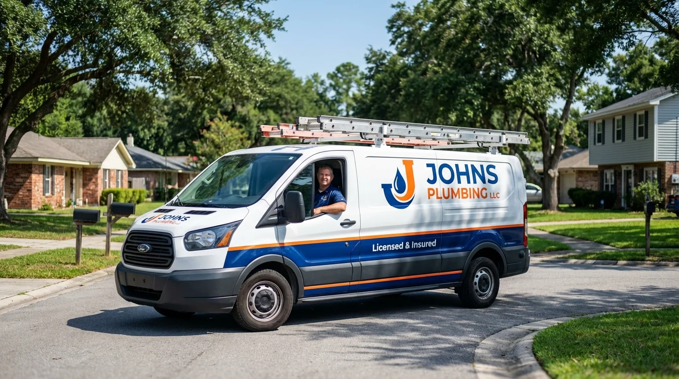 Johns Plumbing LLC service van in Union City, CA