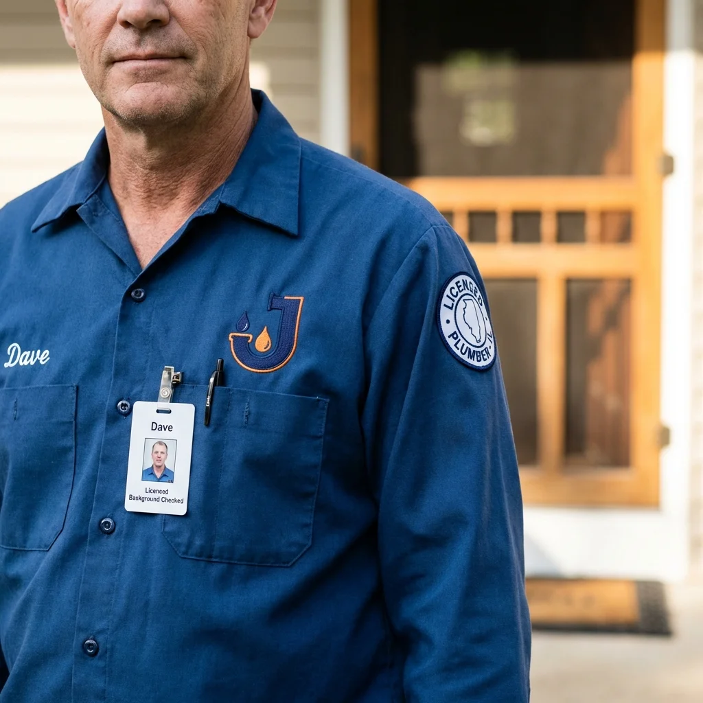 Licensed plumber showing ID badge in Union City, CA