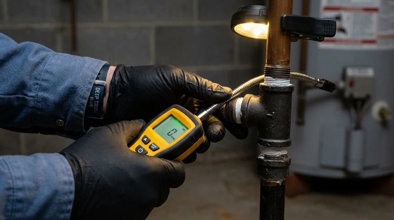 Gas leak detection with electronic sniffer by Johns Plumbing LLC in Union City