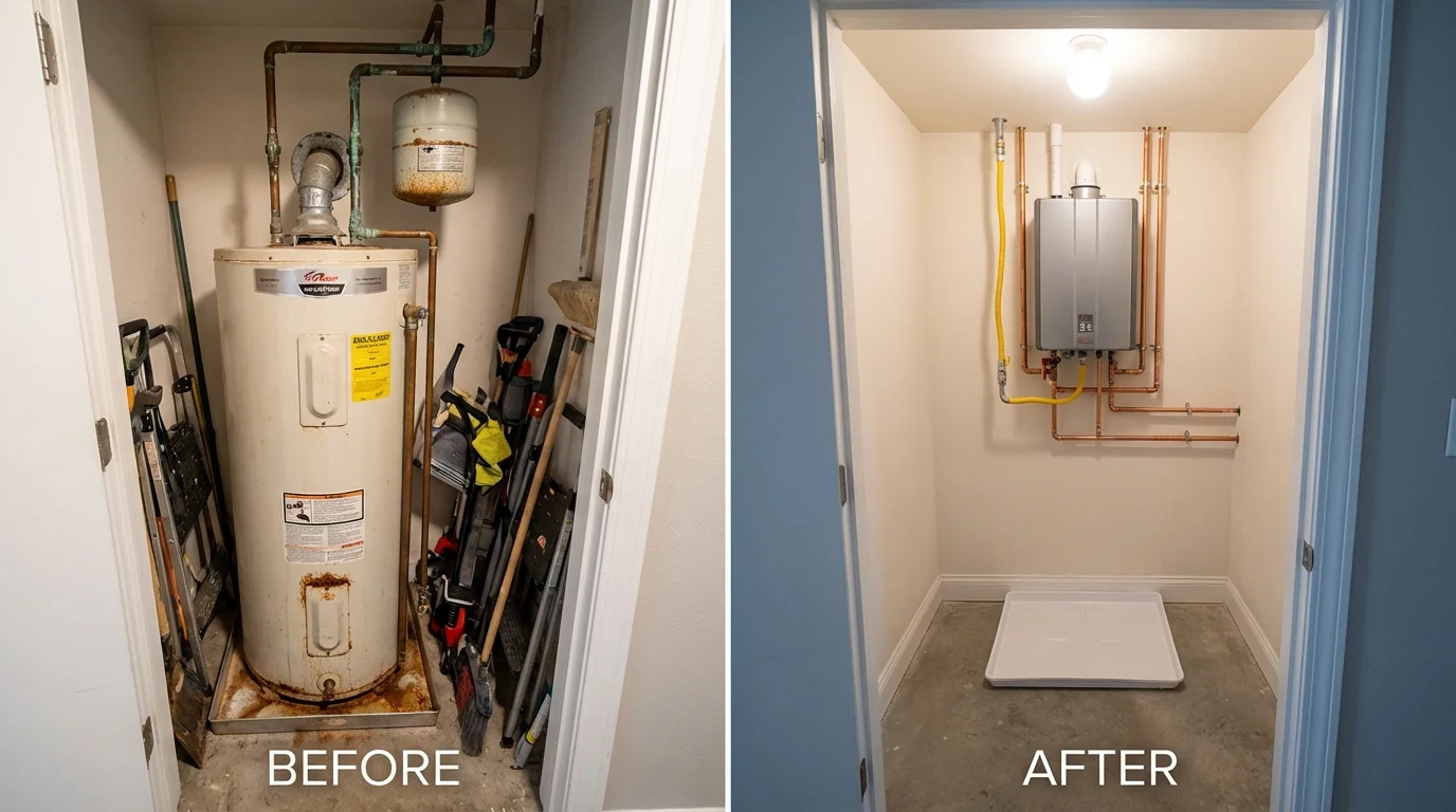 Tank water heater versus wall-mounted tankless unit comparison for Union City, CA homeowners