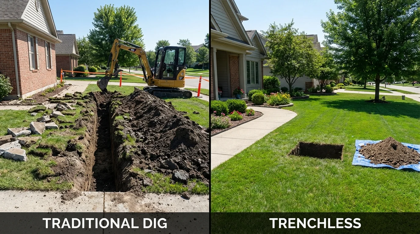 Trenchless sewer repair with minimal yard damage versus traditional excavation in Union City, CA